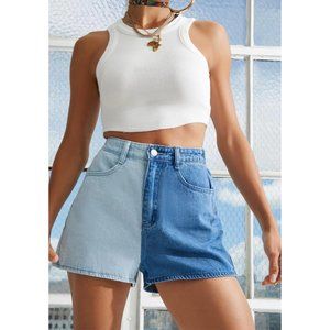 Dolls Kill | All I Wanted Two-Tone Denim Shorts